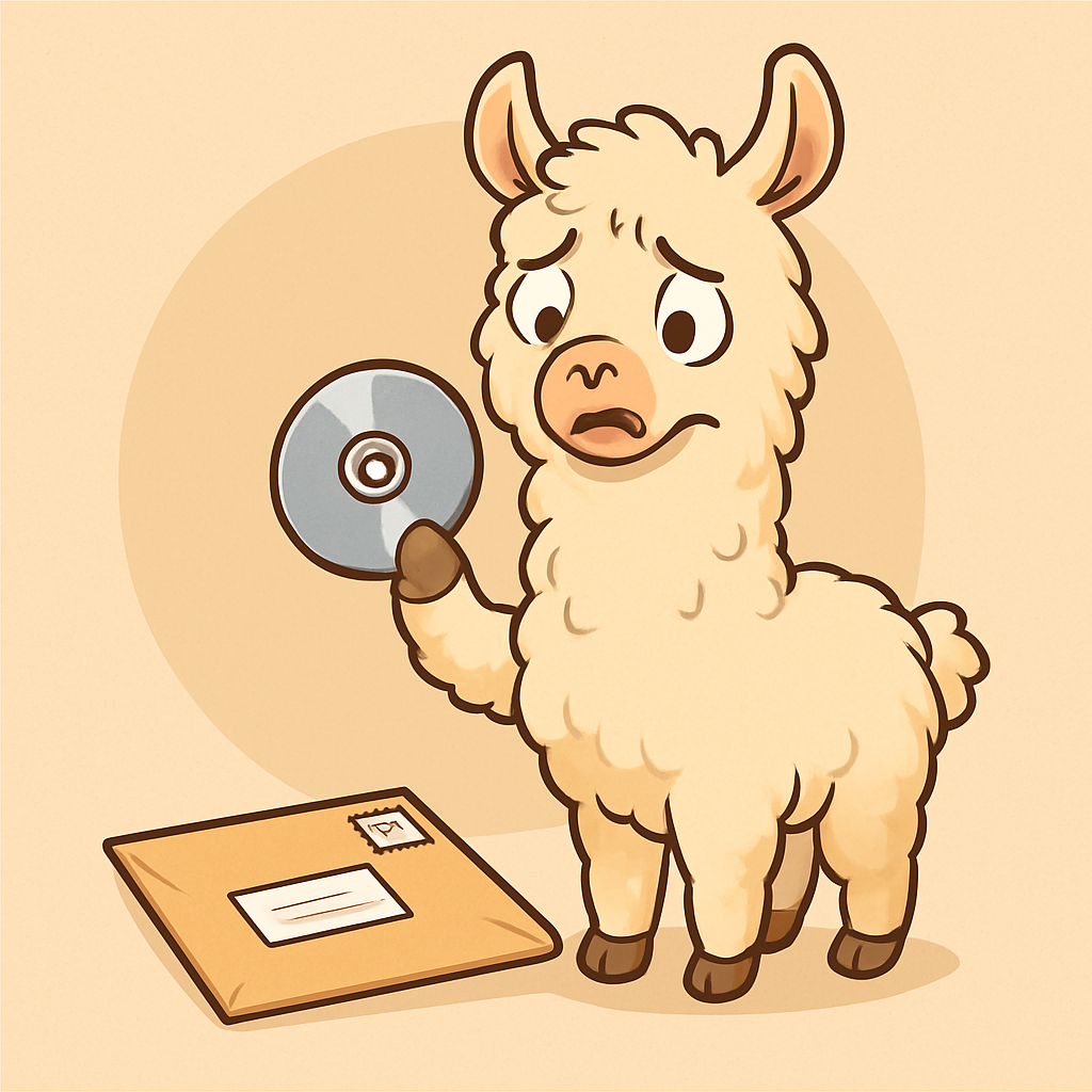 Llama opening a CD